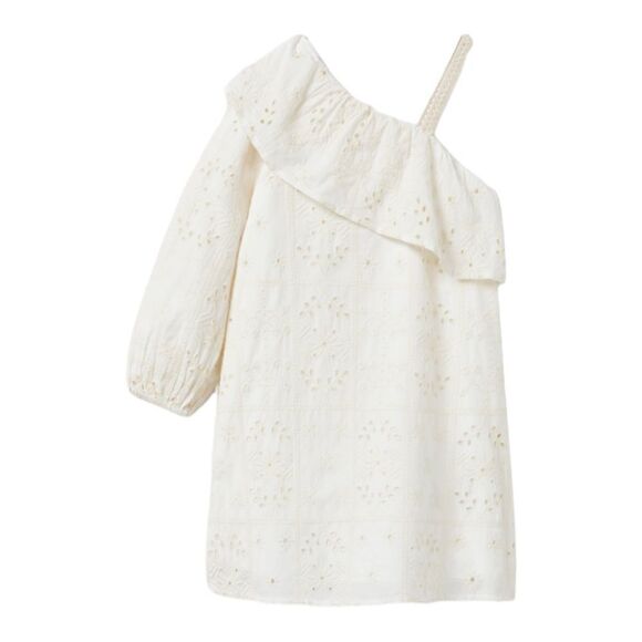 ZARA Kids | Ecru | EMBROIDERED ASYMMETRIC DRESS - Picture 2 of 9